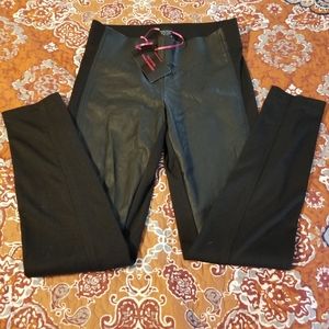 Midnight Velvet Front Panel Faux Leather Leggings NWT Womens Pants Size S Black